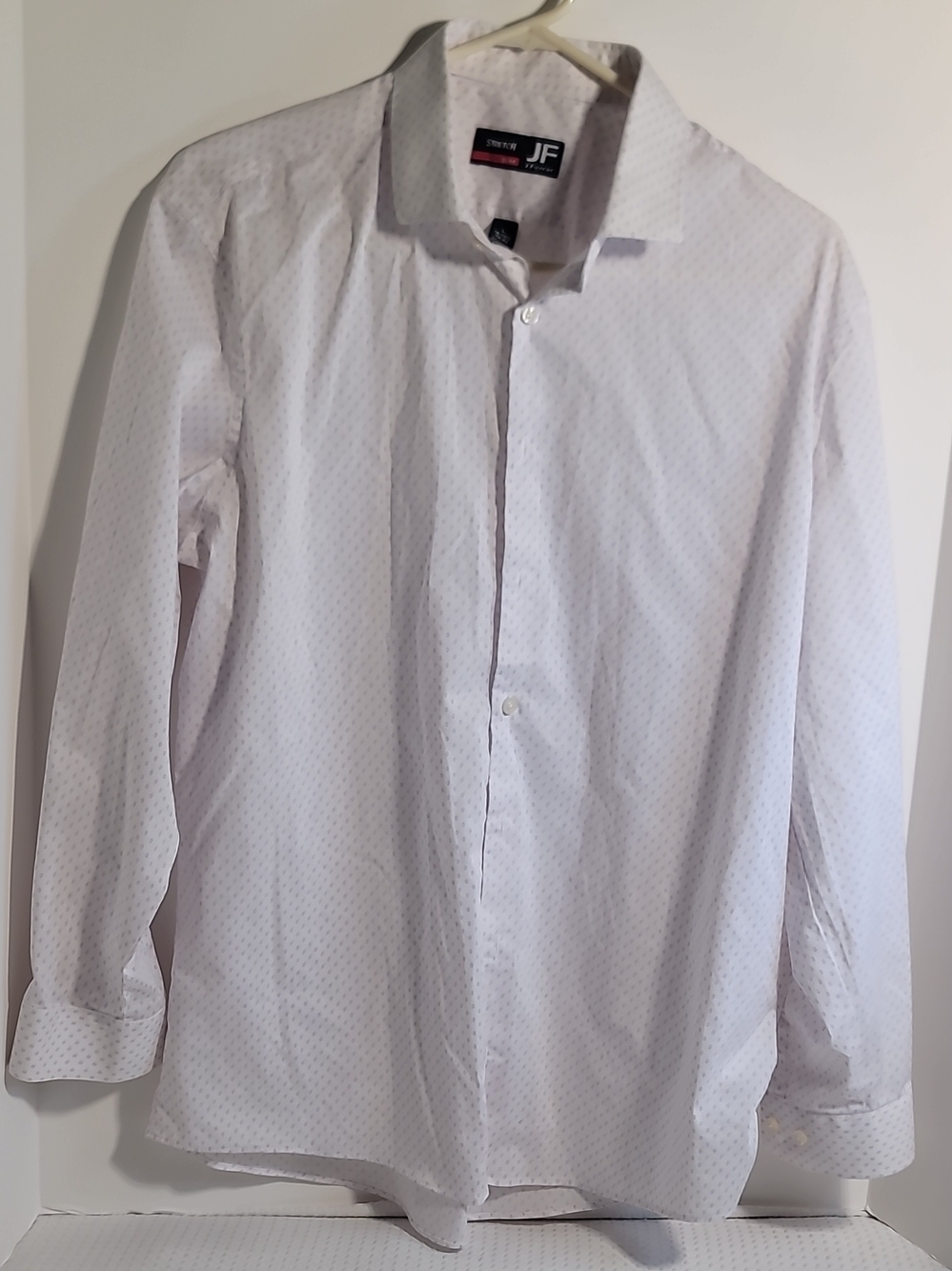 JM Collection White Men's Dress Shirt with Subtle Dot Texture